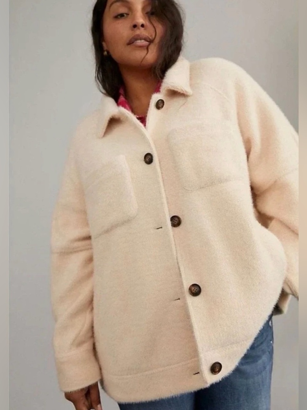 Anthropologie GREYLIN Jacket Shacket Oversized Button Down Jacket Pockets Small